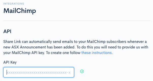 Share Link MailChimp API